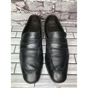 Ermenegildo Zegna Black Leather Square Toe Loafers Dress Shoes Men Sz 8.5M US/42